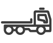 grey graphic icon of flatbed truck