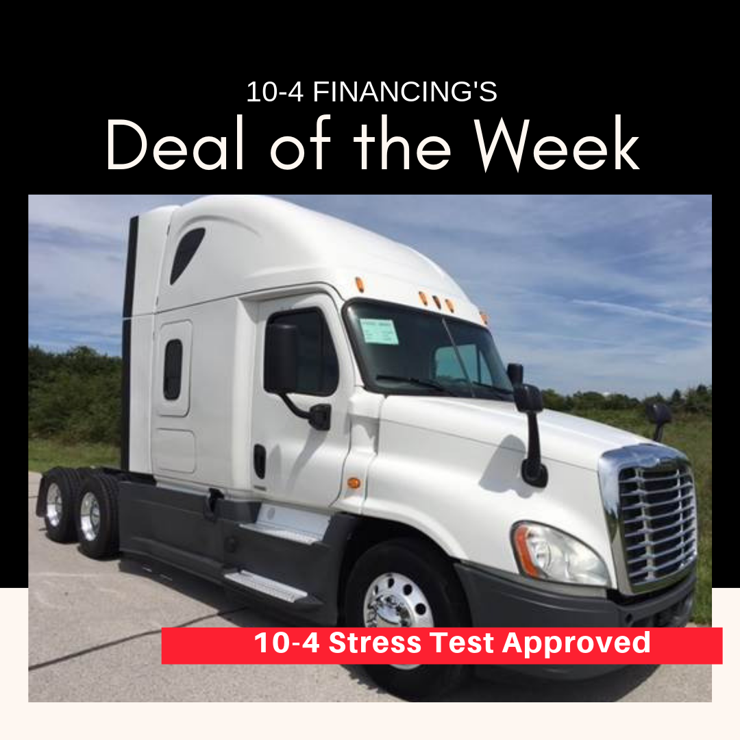 white semi truck with words "10-4 Financing's Deal of the Week"